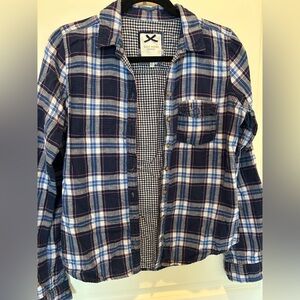 Gilly Hicks Navy Plaid Button Down Shirt